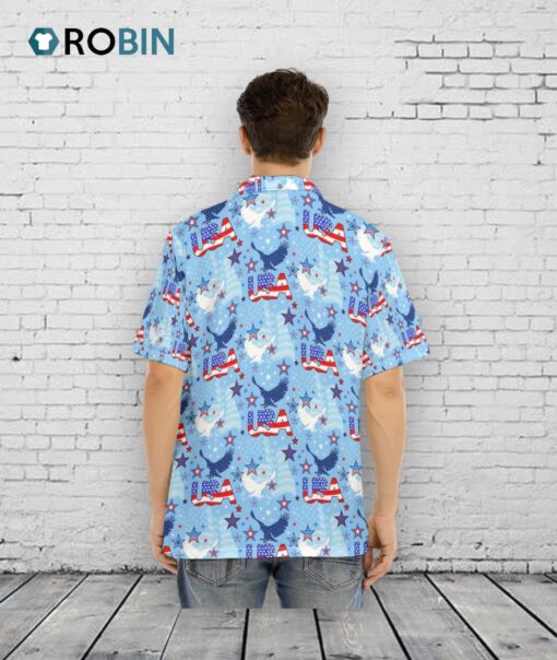 Hawaiian Camp Collar Short Sleeve Button Down Shirt Usa, Hawaiian Shirt For Summer And 4th Of July