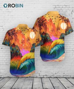 Hawaiian Pride, LGBT Sunset And Wave Sea Background Hawaiian Shirt Hawaiian Pride, LGBT Sunset And Wave Sea Background Hawaiian Shirt
