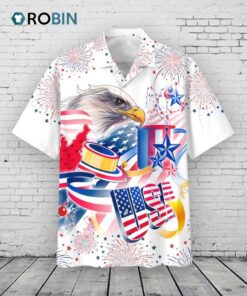 Hawaiian Shirt With Usa Eagle Independence’s Day Aloha Short Sleeve Hawaii Shirt For 4th Of July