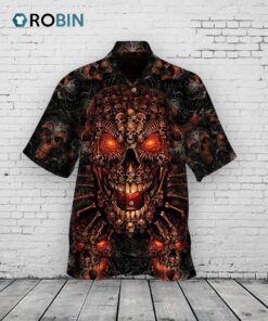 Hell Skull All Over Printed 3D Hawaiian Shirt, Men Women Hawaiian Shirts For Skull Lovers