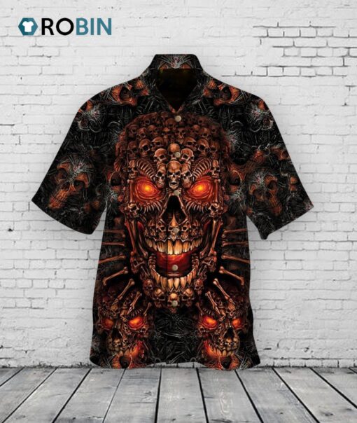 Hell Skull All Over Printed 3D Hawaiian Shirt, Men Women Hawaiian Shirts For Skull Lovers