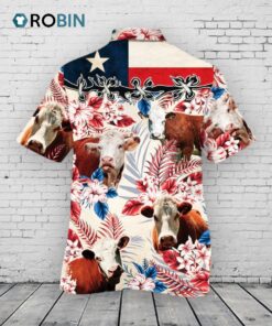 Hereford Cattle Lovers Texas Flag Hawaiian Shirt Hereford Cattle Lovers Texas Flag Hawaiian Shirt