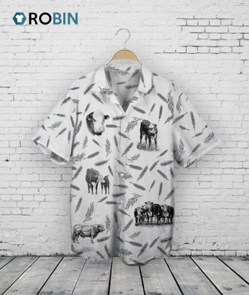 Hereford Cattle Pattern Hawaiian, Gift For Cow Lover
