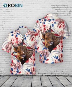 Highland Face Hibiscus Flower All Over Printed 3D Hawaiian Shirt