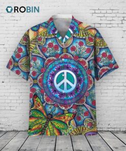 Hippie Guitar Unisex Hawaiian Shirt, Cool Hippie Aloha Beach Shirts, Hippie Hawaiian Shirt For Summer