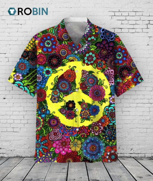 Hippie Hawaiian Shirts For Men   Hippie Button Down Mens 3D Hawaiian Shirts Short Sleeve Series