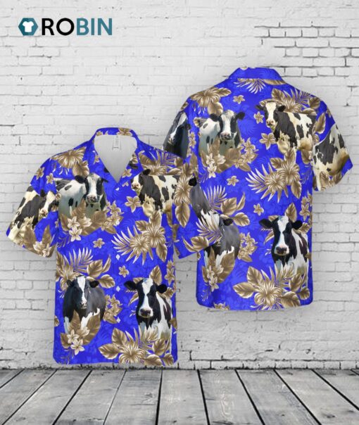 Holstein Friesian Cattle Lovers Aloha Pattern All Over Printed 3D Hawaiian Shirt