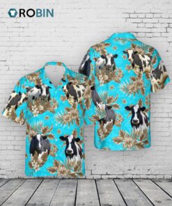 Holstein Friesian Cattle Lovers Aloha Pattern All Over Printed 3D Hawaiian Shirt