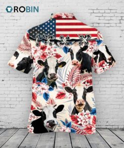 Holstein Friesian Cattle Lovers American Flag Hawaiian Shirt