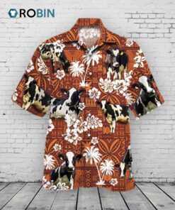 Holstein Friesian Cattle Lovers Red Tribal Hawaiian Shirt