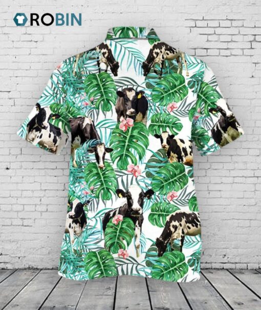 Holstein Friesian Cattle Lovers Tropical Plant Hawaiian Shirt