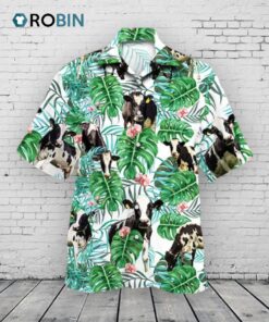 Holstein Friesian Cattle Lovers Tropical Plant Hawaiian Shirt