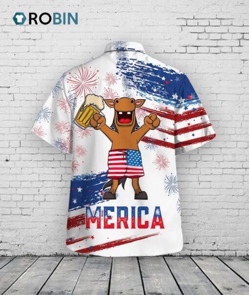 Horse Drink Beer Hawaiian Shirt Cute Merica Beer American Flag Pattern Hawaiian Shirts