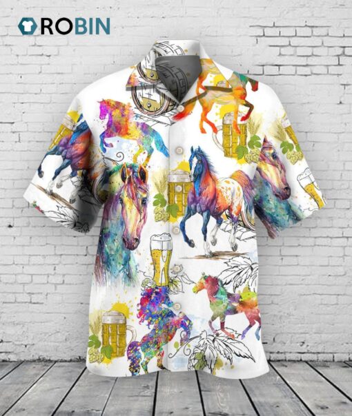 Horse I Like Horse And Beer Hawaiian Shirt Men Women