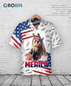 Horse Merica Hawaiian Shirt USA Flag Pattern Horse Merica Hawaiian Shirt USA Flag Pattern