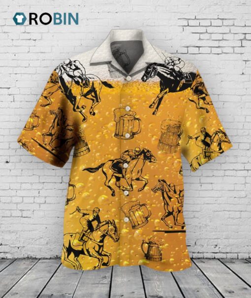 Horse Racing And Beer Hawaiian Shirt Gift For Horse Lover Beer Party