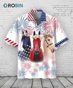 Hourse Hawaiian Shirt, Hourse Independence Day Hawaiian Shirts, Gift For Horse Lovers