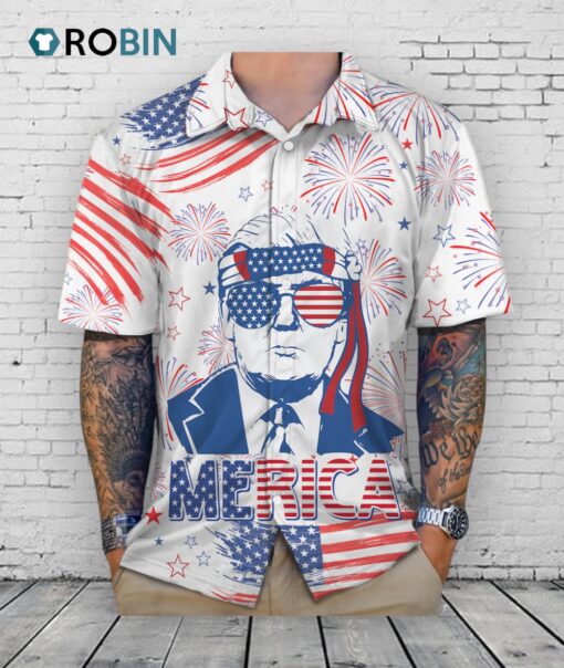 Independence Day American Trump Hawaii Shirt   Funny Hawaii Shirt