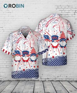 Independence Day Gnome Hawaiian Shirts, Gnome Usa 3D All Over Printed Hawaiian Shirt Short Sleeve, Hawaii Shirt Men