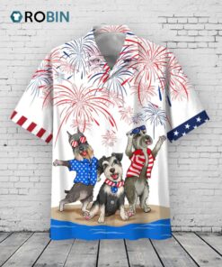 Independence Is Coming Hawaiian Shirt, Miniature Schnauzer Hawaii Aloha Beach Shirts, 4th July Shirt For Dog Lover