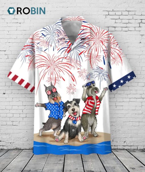 Independence Is Coming Hawaiian Shirt, Miniature Schnauzer Hawaii Aloha Beach Shirts, 4th July Shirt For Dog Lover