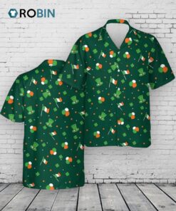 Irish Flag St Patrick’s Day Hawaiian Shirt, Short Sleeve Hawaiian Shirts For Men