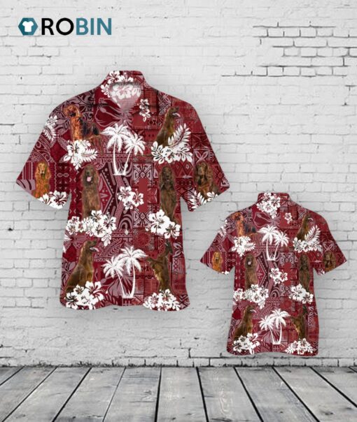 Irish Setter Hawaiian Shirt Red Tribal Pattern