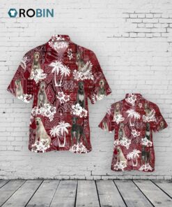 Irish Wolfhound Hawaiian Shirt, Dog Hawaiian Shirt Short Sleeve Red Tribal Pattern