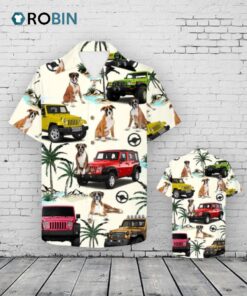 Jeep Car Boxer Hawaiian Shirt   Gift For Jeep Car Trips   Boxer And Jeep Car Pattern Beach Aloha Shirt For Dog Lover
