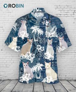 Khao Manee Hawaiian Shirt For Man And Woman, White Cat Hawaii Beach Shirts, 3D Hawaiian Shirt Cat Khao Manee Hawaiian Shirt For Man And Woman, White Cat Hawaii Beach Shirts, 3D Hawaiian Shirt Cat