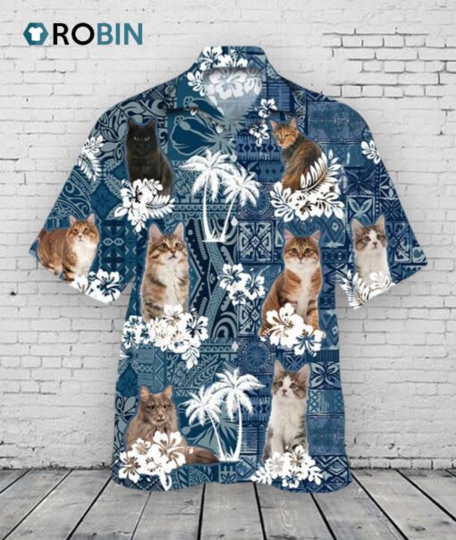 Kurilian Hawaiian Shirt, 3D All Over Printed Cat Hawaiian Shirt, Gift To Cat Lovers, Summer Aloha Beach Shirt