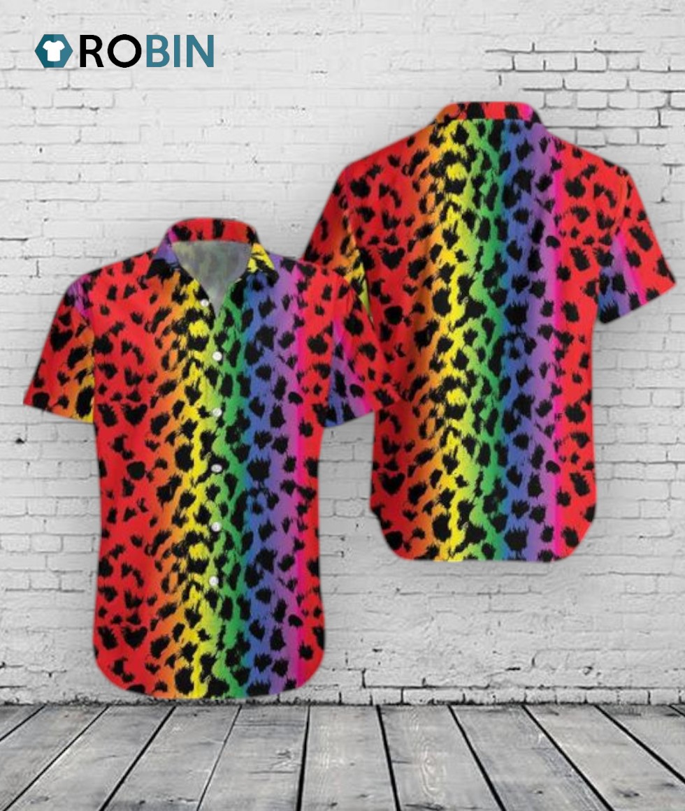 Leopard Skin Lgbt Hawaiian Shirt For Gaymer, Lesbian Hawaiian Shirt With Leopard Background Leopard Skin Lgbt Hawaiian Shirt For Gaymer, Lesbian Hawaiian Shirt With Leopard Background