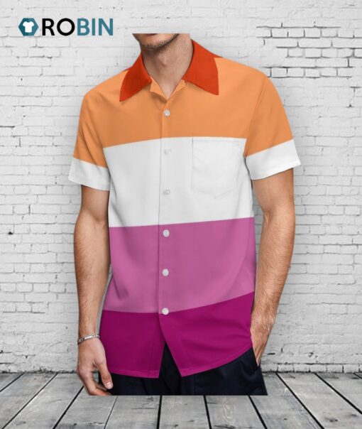 Lesbian Pride Flag Lgbtq Tropical Hawaii Beach Shirts