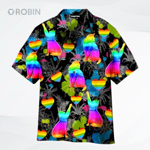 Lgbt Cat Pride Month Hawaiian Shirt, Gift For Pride Cat Lover, Cat Gaymer Hawaiian Shirt