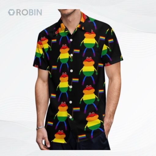 Lgbt Frog Holding Pride Flag Tropical Hawaii Beach Shirts