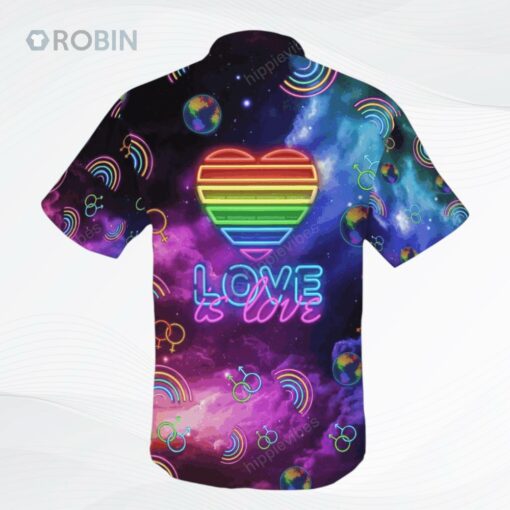 Lgbt Galaxy Love Is Love Neon Style Hawaiian Shirt