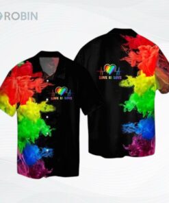 LGBT Hawaiian Shirt Love Is Love Heartbeat Rainbow Smoke Hawaiian Aloha Shirt LGBT Hawaiian Shirt Love Is Love Heartbeat Rainbow Smoke Hawaiian Aloha Shirt