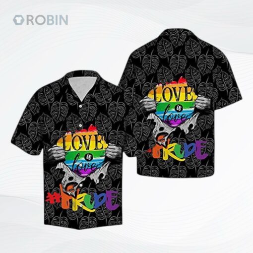 Lgbt Love Pride Hawaii Shirt Cotton Casual Button Down Short Sleeves Hawaiian Pocket Shirt