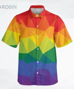 Lgbt Polygon Pattern Unisex Hawaiian Shirt, Rainbow Color Hawaiian Shirt Lgbt Polygon Pattern Unisex Hawaiian Shirt, Rainbow Color Hawaiian Shirt