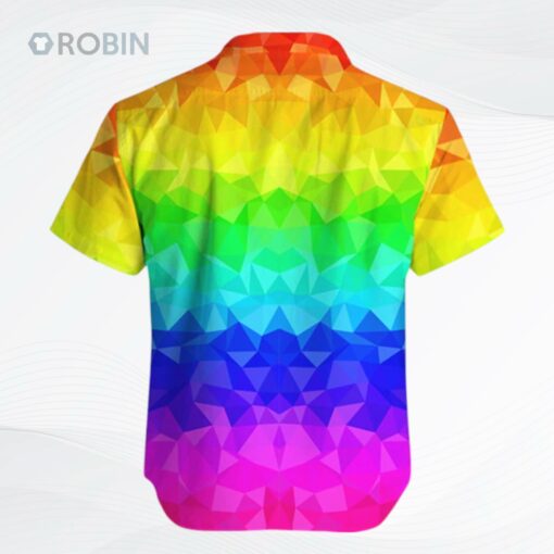 LGBT Pride Hawaiian Shirt Rainbow Polygonal American Flag Inside Hawaii Aloha Shirt