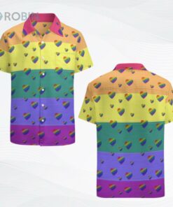Lgbt Pride Rainbow Flag And Hearts Pattern Hawaiian Vintage Shirt Mens Button Down Tropical Hawaii Beach Shirts Lgbt Pride Rainbow Flag And Hearts Pattern Hawaiian Vintage Shirt Mens Button Down Tropical Hawaii Beach Shirts