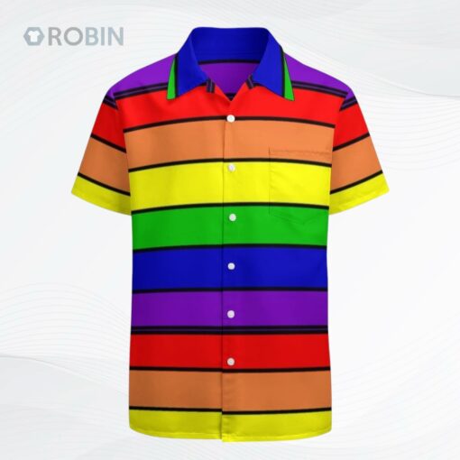 Lgbt Pride Rainbow Flag Pattern Proud Lgbtq Hawaiian Vintage Shirt Mens Button Down Tropical Hawaii Beach Shirts
