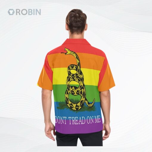 Lgbt Rainbow Rattlesnake Men’S Hawaiian Shirt Short Sleeves Button Down Aloha Shirts Beach Lgbtq