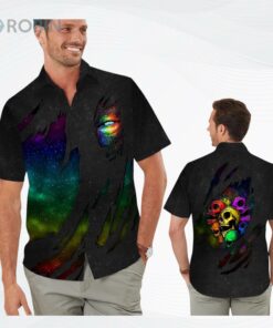 Lgbt Skulls Torn Fabric Men Hawaiian Shirt For Pride Month