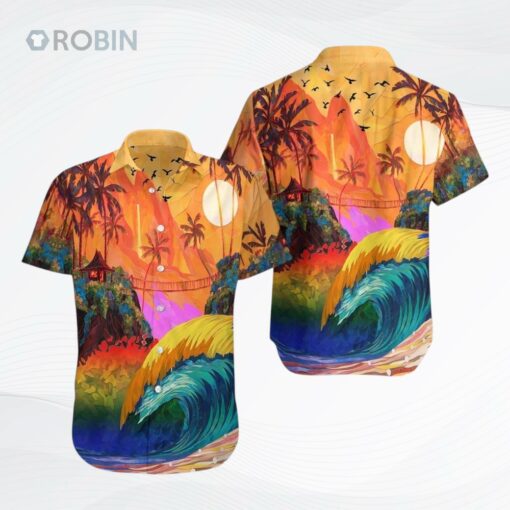 Lgbt Sunset Beaches Hawaiian Shirt, Pride Beach Party Hawaiian Shirt, Lgbt Hawaiian Shirt