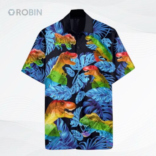Lgbt T Rex Hawaiian Shirt For Lesbian, Gaymer Hawaiian Shirt On Pride Month