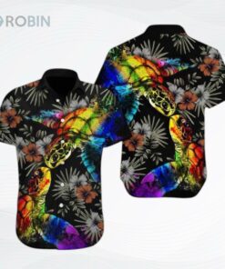 Lgbt Turtle Flower Hawaiian Shirt, Hawaiian Shirt Gay, Pride Hawaiian Shirt Lgbt Turtle Flower Hawaiian Shirt, Hawaiian Shirt Gay, Pride Hawaiian Shirt