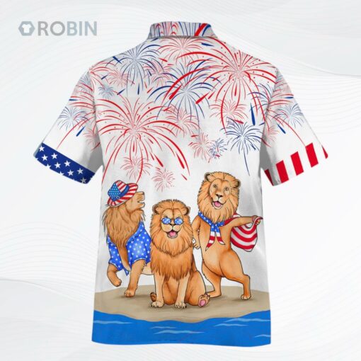 Lion Hawaiian Shirts, Independence’s Day Funny Hawaii Shirt, Patriotic Gift, Lion Lover Gift