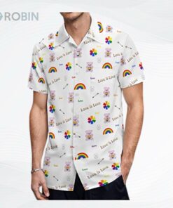 Love Is Love Hawaii T Shirt For Gay Men, Gift To Couple Gaymer, Rainbow Pride Hawaiian Shirts