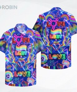Love Wins Pride Month Hawaiian Hawaii Shirt, Soft Hawaii Shirt, 3D Hawaiian Aloha Shirt For Ally, Lesbian Gaymer